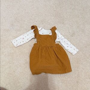 Carter's Mustard and White Casual Kids Dress